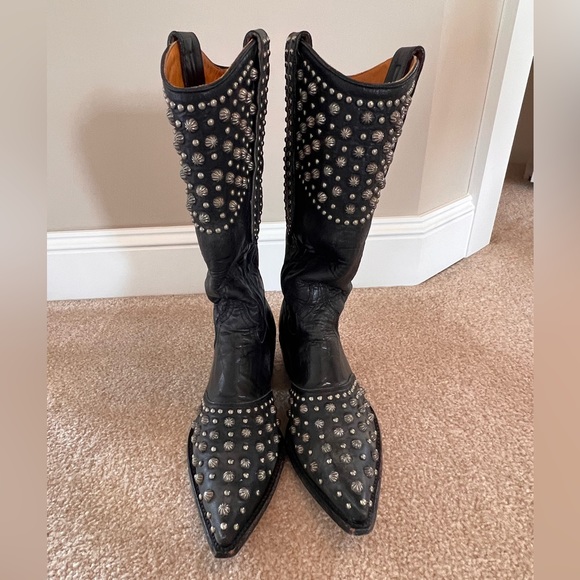 OLD GRINGO BLACK flat studs studded womens cowboy boots size 61/2 Leigh AnneL676 - Picture 2 of 5